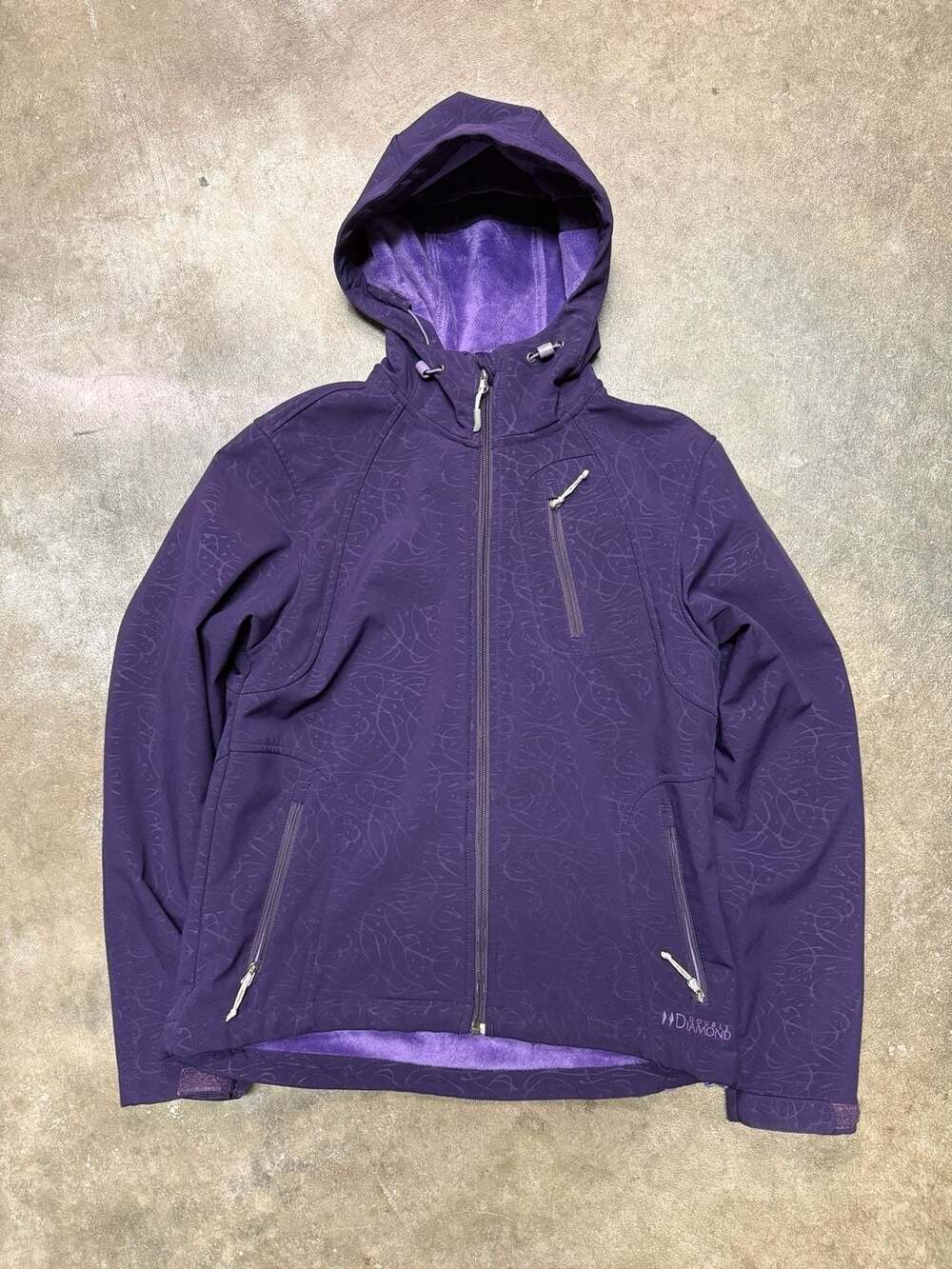 Double Diamond Women's Purple Patterned Softshell Fleece Jacket